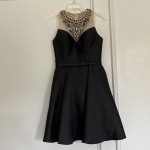 Beaded and stoned black short formal dress